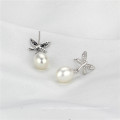 Freshwater Girl with Pearl Earring Jewel Drop AAA White Sterling Silver Pearl Earring